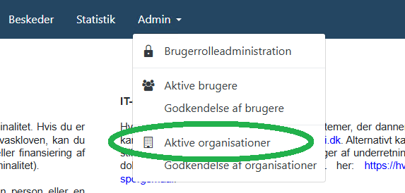 Administrer flere organisationer i GoAML guide