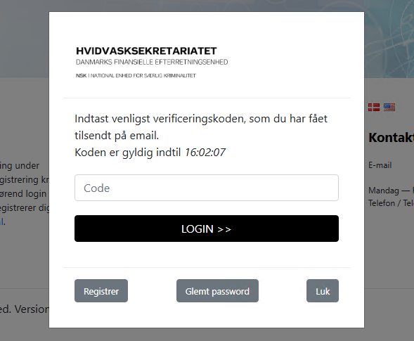 GoAML to-faktor email kode