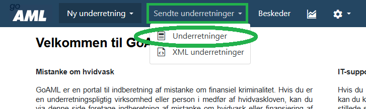 GoAML sendte underretninger