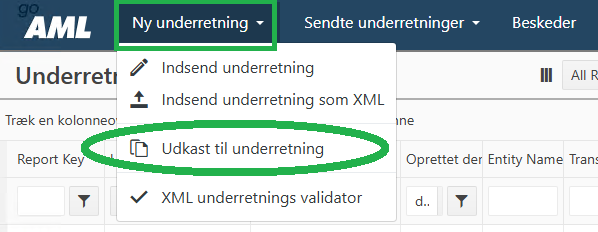 GoAML udkast til underretning