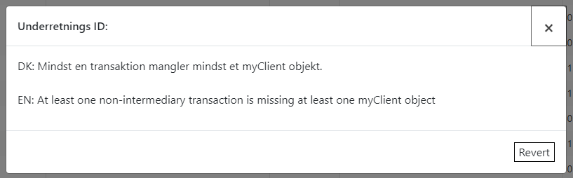 GoAML underretning afvist my MyClient fejl