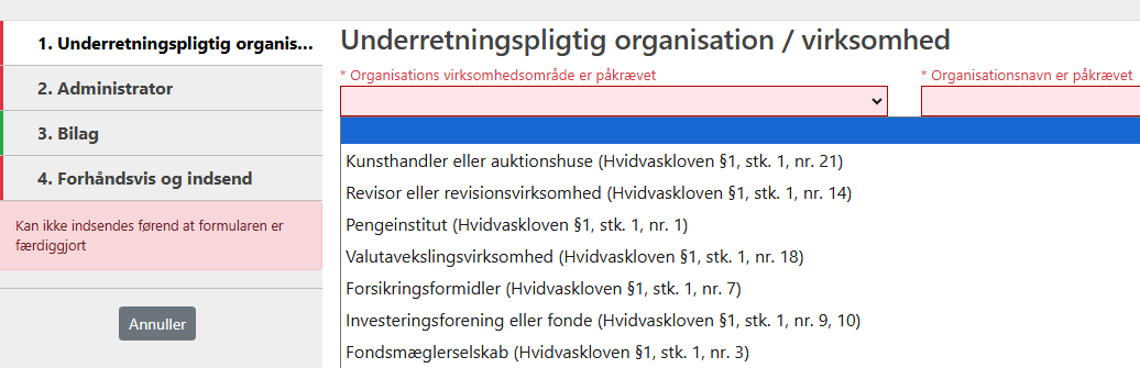 Registrer i GoAML