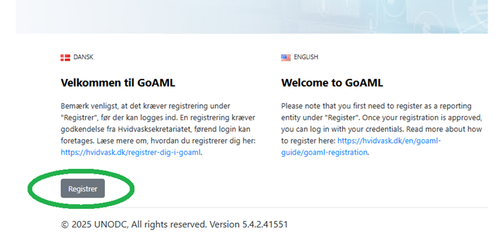 Registrer i GoAML